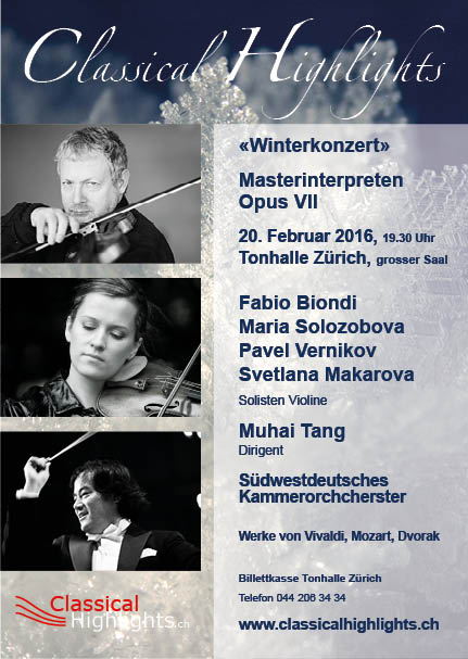 «Masterinterpreten Opus VII»: Вивальди, Моцарт, Дворжак (Цюрих)