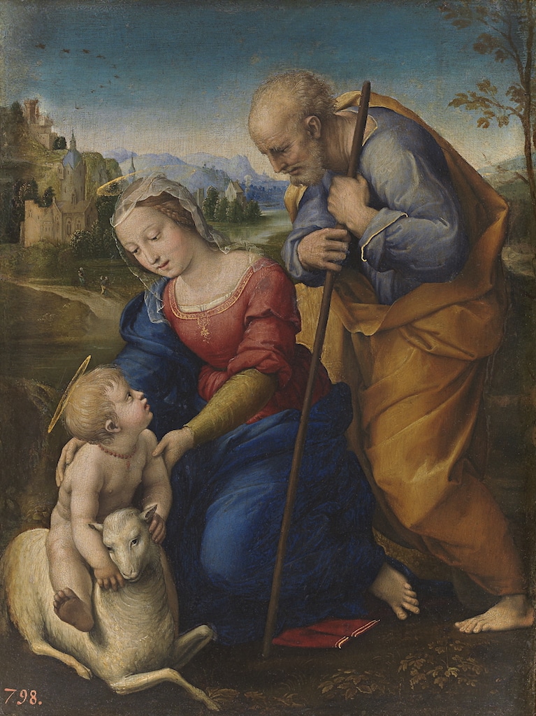 Рафаэль Санти. «Святое семейство с агнцем». 1507. Музей Прадо, Мадрид. (Общественное достояние)