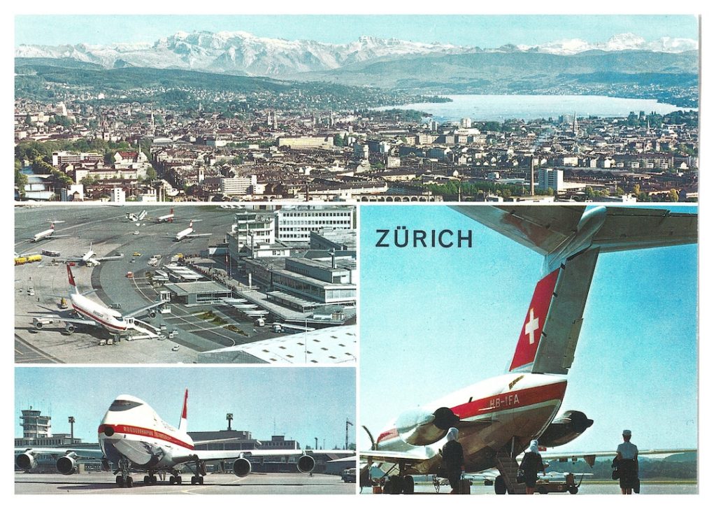 Почтовая открытка с видом на аэропорт Клотен прилетела в наше время из 1980-х. (© Verein Einfach Zürich)
