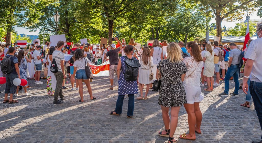 Акция солидарности с Беларусью в Цюрихе 15 августа 2020. (© Андрей Федорченко)