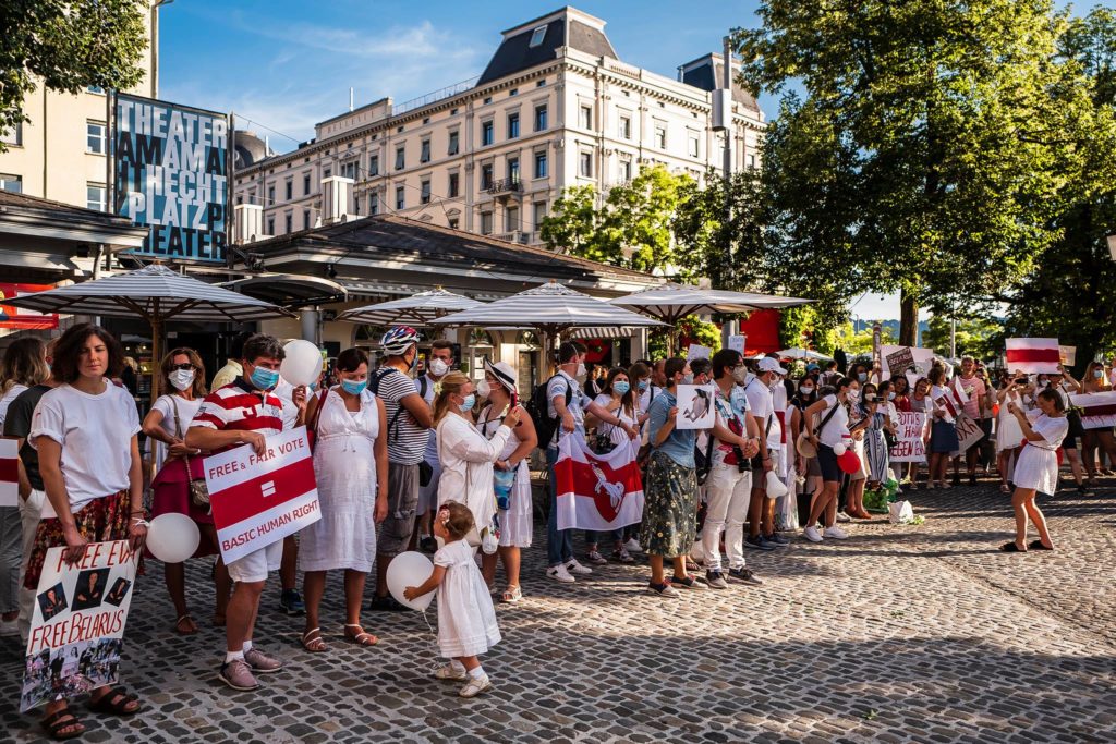 Акция солидарности с Беларусью в Цюрихе