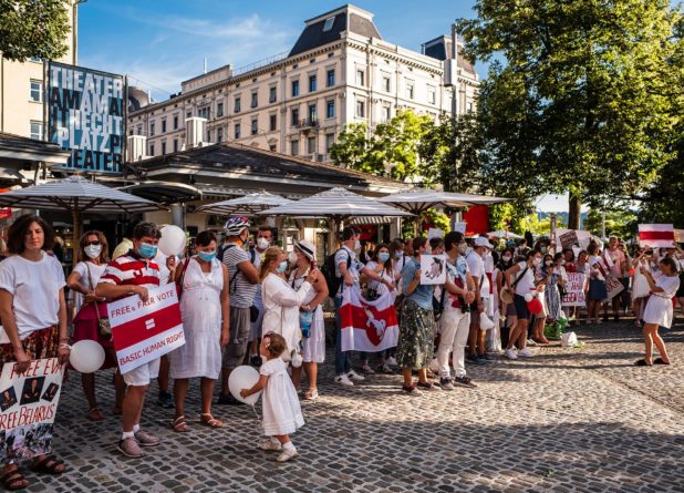Акция солидарности с Беларусью в Цюрихе