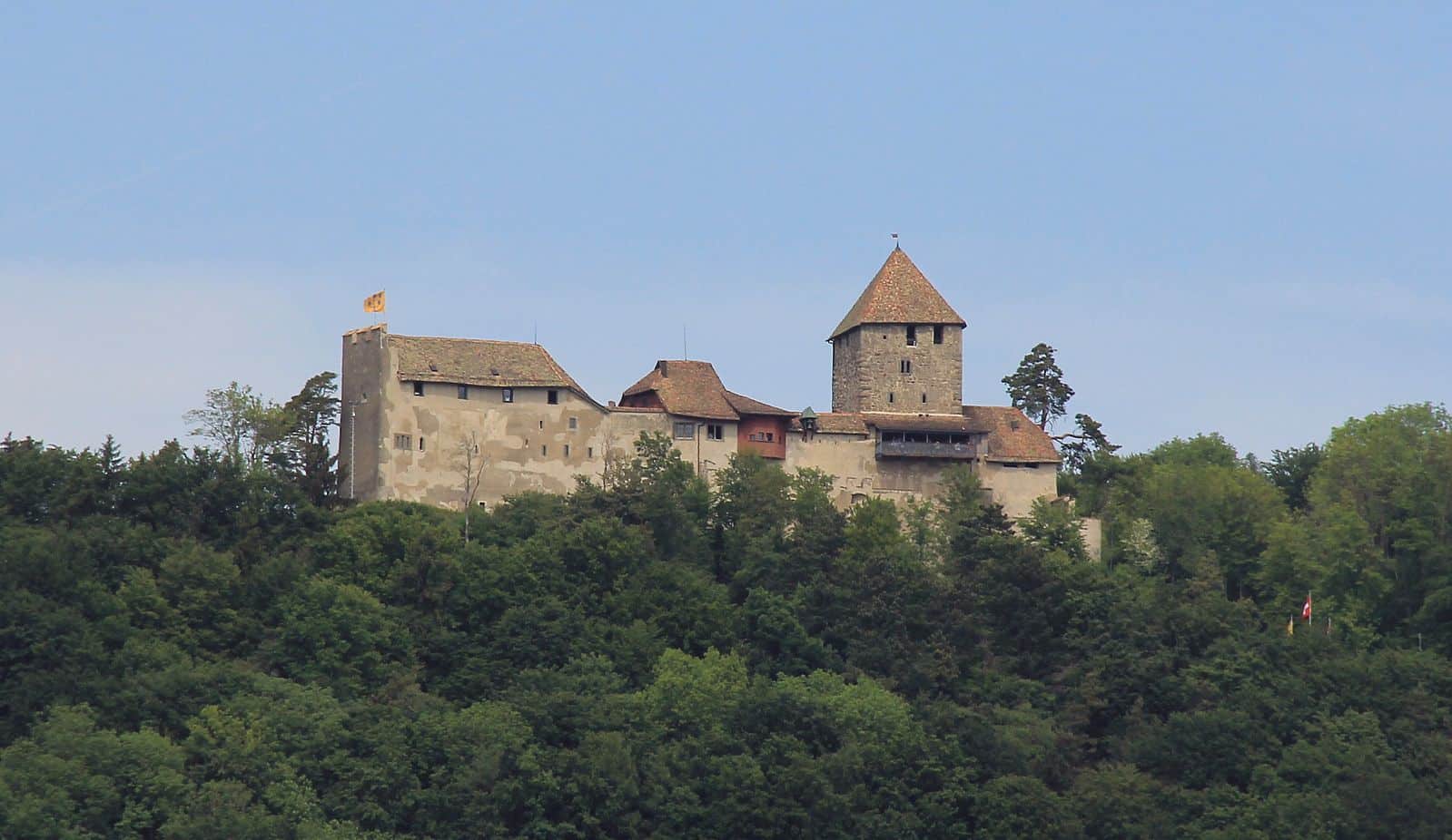 Замок Хоэнклинген в Штайн-на-Рейне, кантон Шаффхаузен. Современный вид замка, в основном, оформился в XIII-XIV вв. 2012 г. (© Gnubold Micha Ruh)