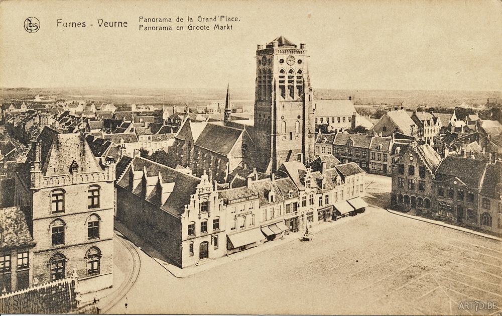Вид на площадь бельгийского города Вёрне (Veurne), которая помнит Рильке. (Историческая фотография, https://www.art7d.be/text2/ENGoudbel_10.html